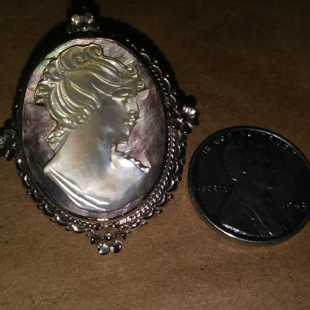 Cameo silver pin